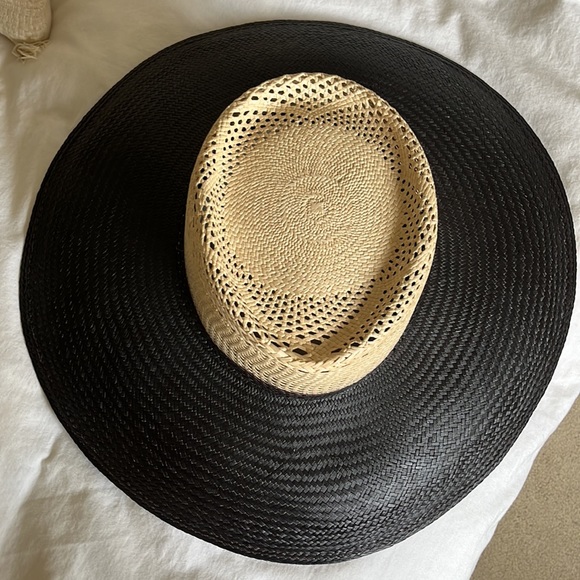 NEW Freya Eclipse Charcoal Dip Dyed Hand Woven Straw Wide Brim Hat - Picture 7 of 12